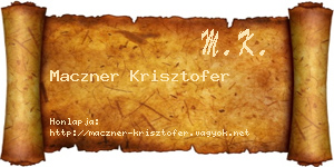 Maczner Krisztofer névjegykártya